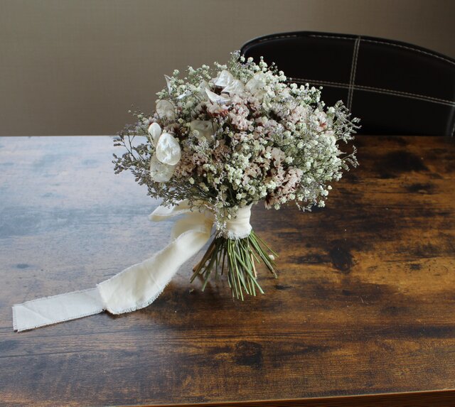 花筵」bouquet かすみ草とルナリアのブーケ ドライフラワーブーケ 桜