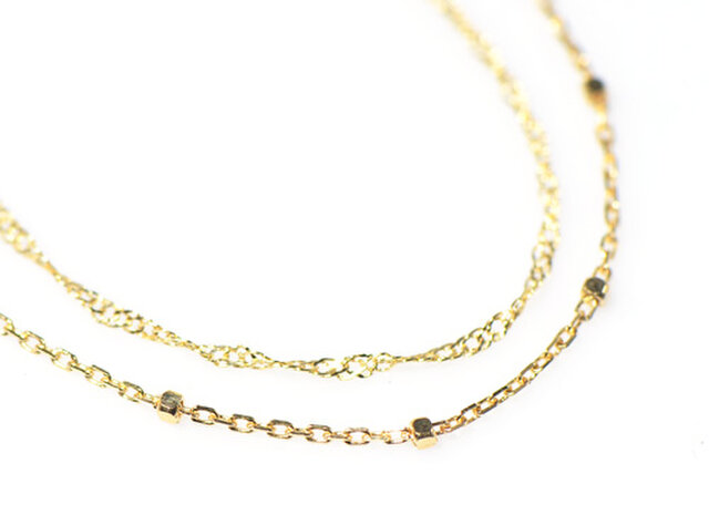 K18 ブレスレット 2連チェーン スクリュー×グリッター BW021CI-28