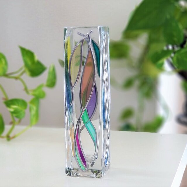 受注：グラスアート一輪挿し『光のしずく』15㎝高ガラス | iichi 日々