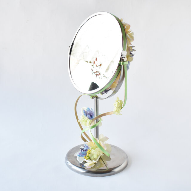 アンティーク　鏡と鏡スタンド　紫陽花 アンティーク 鏡と鏡スタンド 紫陽花 アンティーク 鏡と鏡