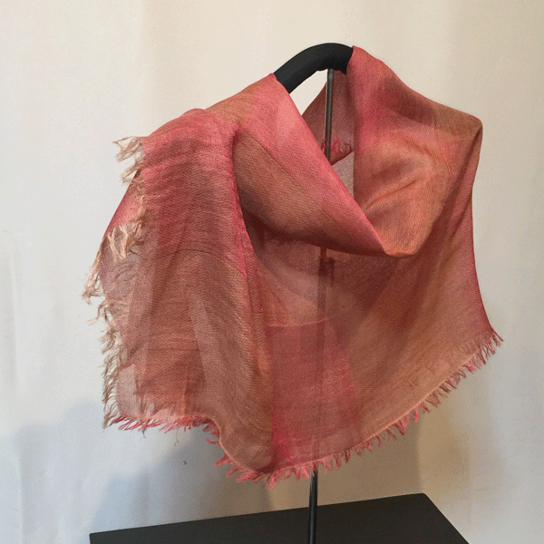 春の播州織市松ストール ピンク Iichi ハンドメイド クラフト作品 手仕事品の通販