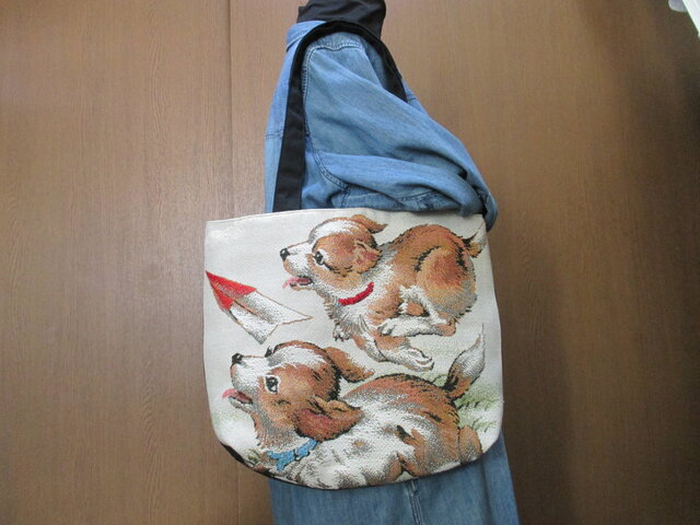 2 ゴブラン織り A4 トートバッグ 犬の画像1枚目
