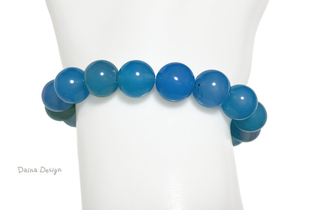 アゲート ブレスレット ブルー 青 水色 瑪瑙 レア 大粒 天然石