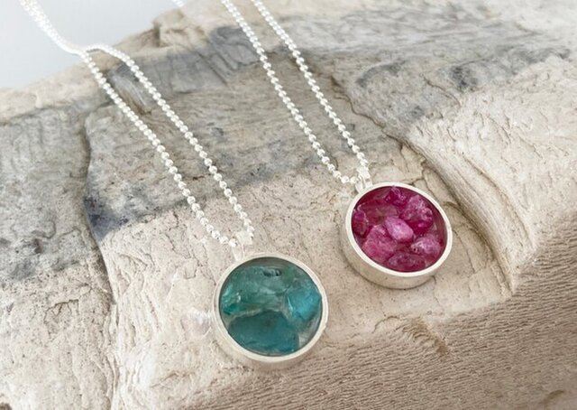 水の宝石箱◇アパタイト原石Jewelry Box◇シルバー ペンダント