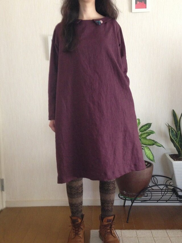 リネン１００％ワンピース