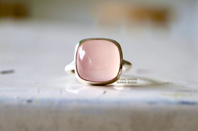 ピーチ風味のpinkカルセドニーringの画像1枚目