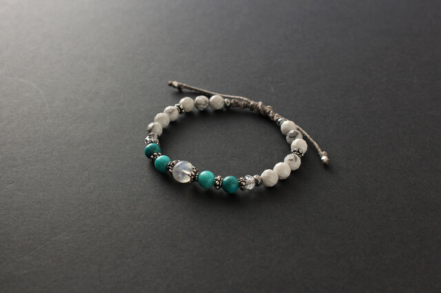 Silver925>レインボームーンストーン×アマゾナイト×ターコイズの