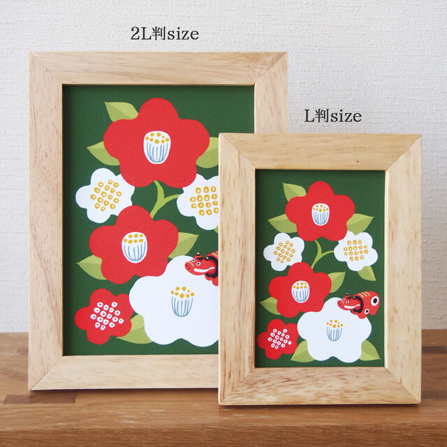 L判〜A3size【椿と赤べこ】ポスター | iichi 日々の暮らしを心地よく