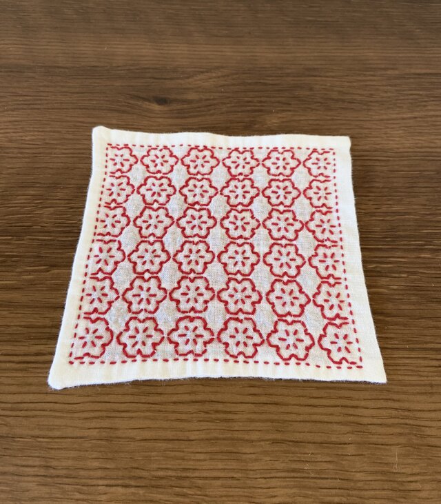 刺し子♡ふきんミニ　(お花柄)
