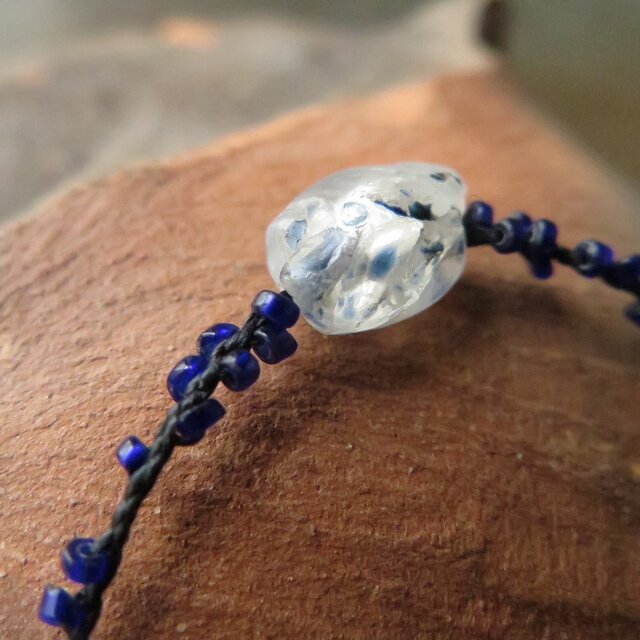 アンティーク　施釉水晶　＋　チンシルバー　＆　紺青　ブレスレット　千世 chitose