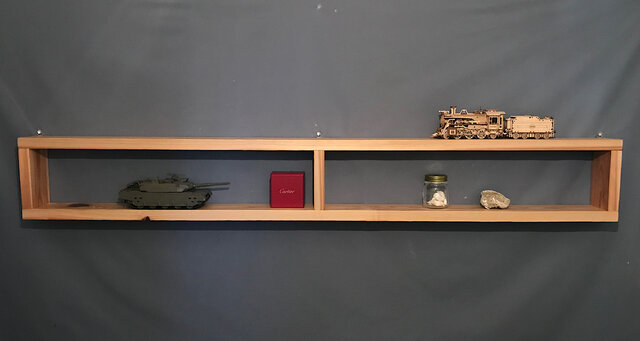ウォールシェルフ 棚 L字 幅80cm×35cm 杉板 送料無料】 ウォールシェルフ ロの字 150cm スギ | iichi 日々の暮らし