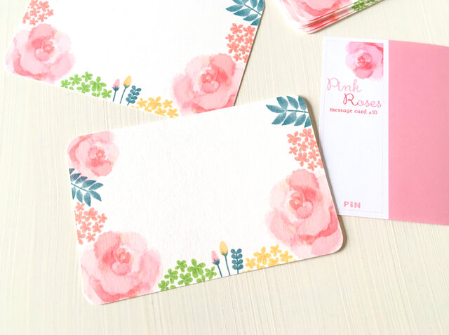 メッセージカード 10枚入り ピンクローズ | お花のカード 薔薇 ピンク 春の画像1枚目