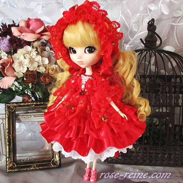 ロリータロマンス 美しき赤の誘惑 リボンフリルドレス 着せ替えドール