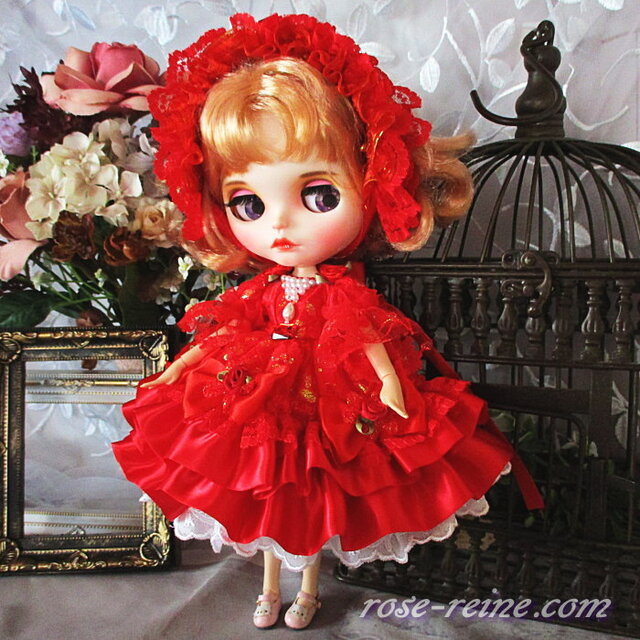 ロリータロマンス 美しき赤の誘惑 リボンフリルドレス 着せ替えドール