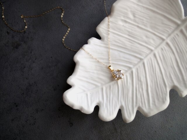 天然石のネックレス □ ダンビュライト □ スクエア 合金石座 14KGF