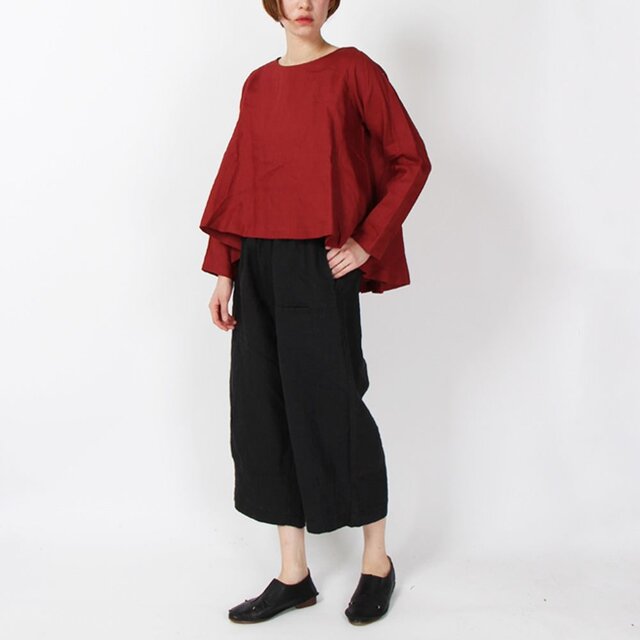14番手リネン後ろギャザープルオーバー(レッド)