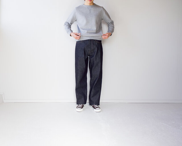 wide straight/14oz.selvedgedenim jeans/non washの画像1枚目