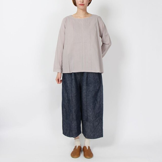 綿ローンピンタックプルオーバー(サンドベージュ)