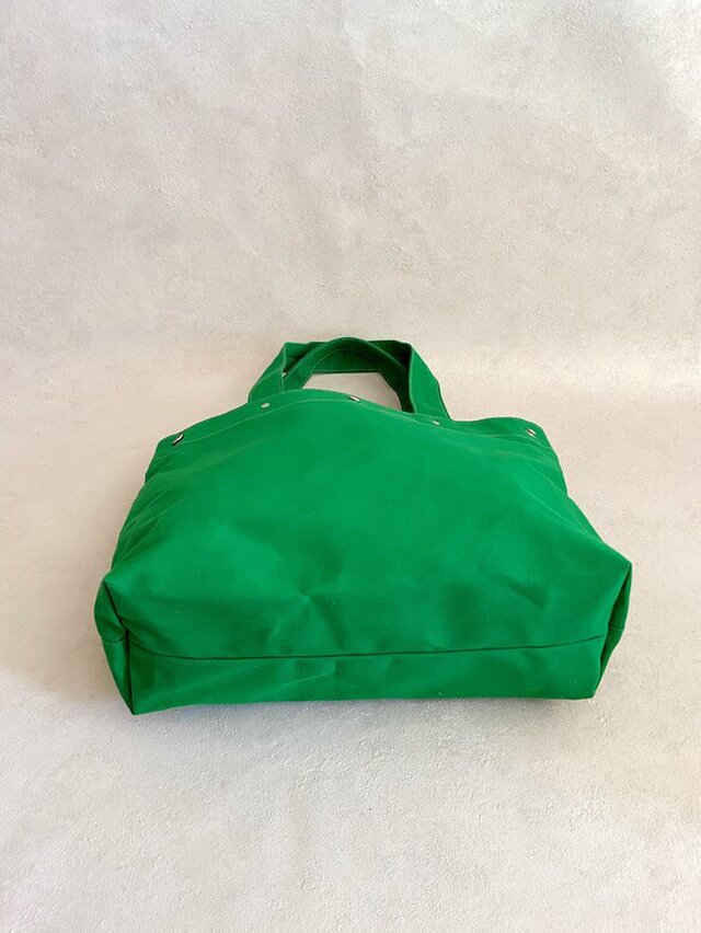 3WAY 帆布 トート A4 キャンバス グリーン 本革 ハンドルカバー 付き  iichi ハンドメイド・クラフト作品・手仕事品の通販