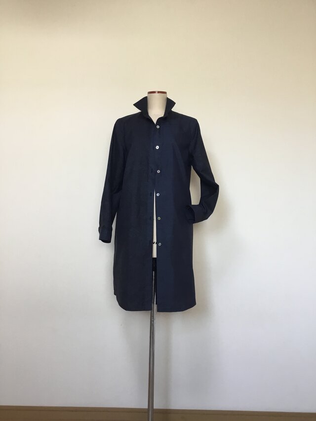 2種の大島紬のロングシャツ 2way 着物リメイクの画像1枚目