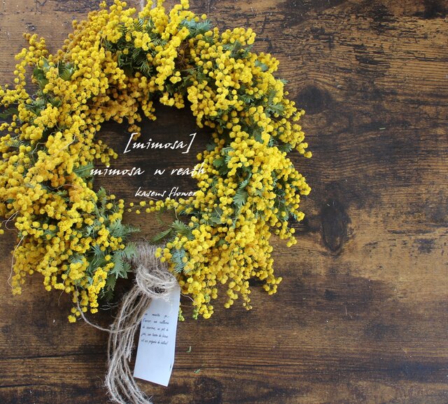 mimosa」wreath ミモザたっぷりリース 春リース ドライフラワー