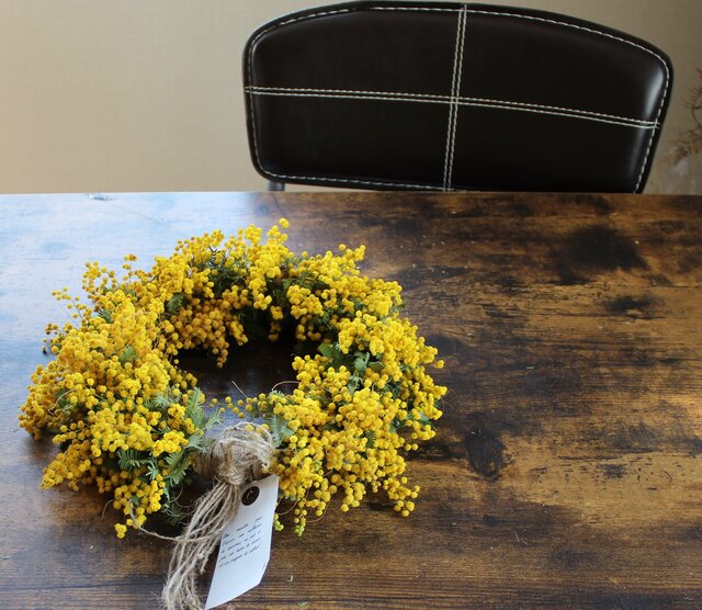 mimosa」wreath ミモザたっぷりリース 春リース ドライフラワー