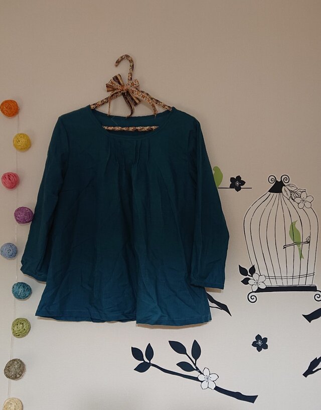 春支度 ピンタックブラウス ラミー混コットン グレイッシュブルー