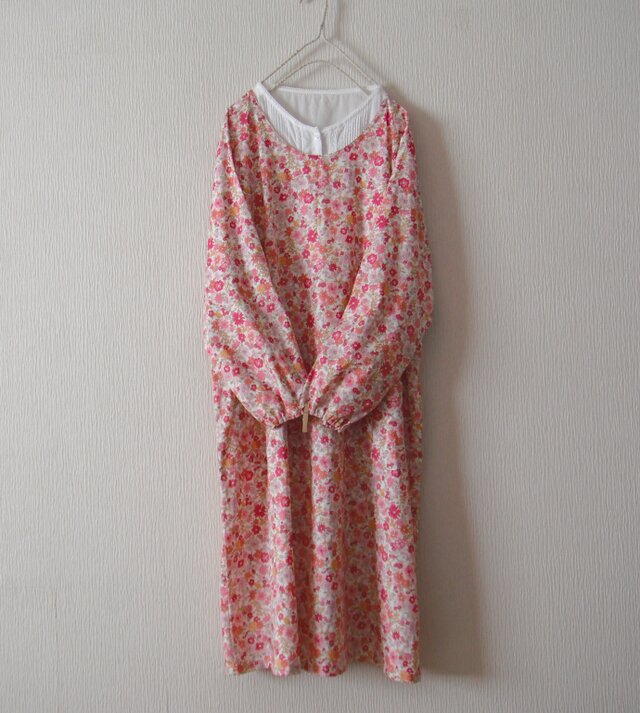 木綿のかっぽう着 ピンク小花の画像1枚目