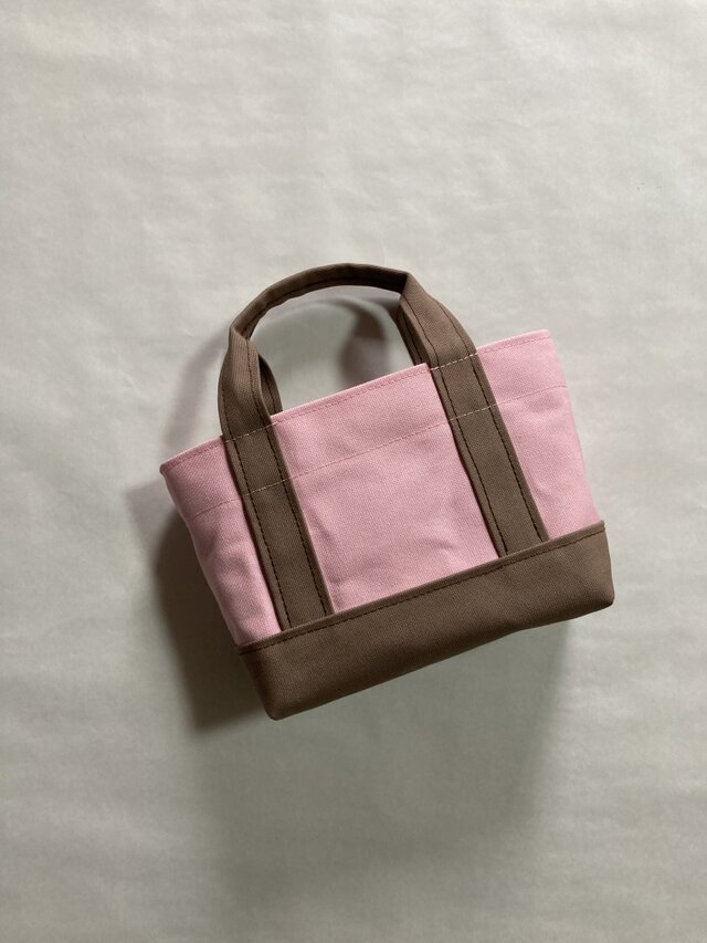 少しだけ自分へのご褒美トートバッグ(Sサイズ)「桜〜normal〜」(パステルピンク×ショコラ)の画像1枚目