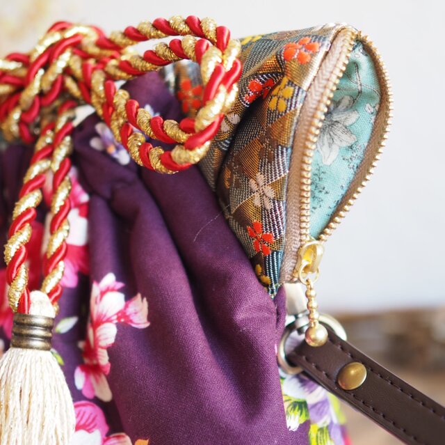 台湾花柄猫型巾着ショルダーバッグ(一点作品/送料無料) | iichi 日々の