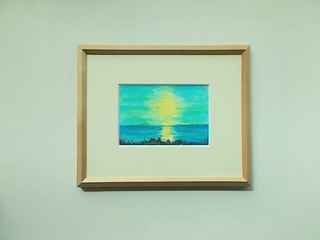 水彩画 観音崎 散歩(額縁付き) 絵画 インテリア 額絵 水彩画 水彩と