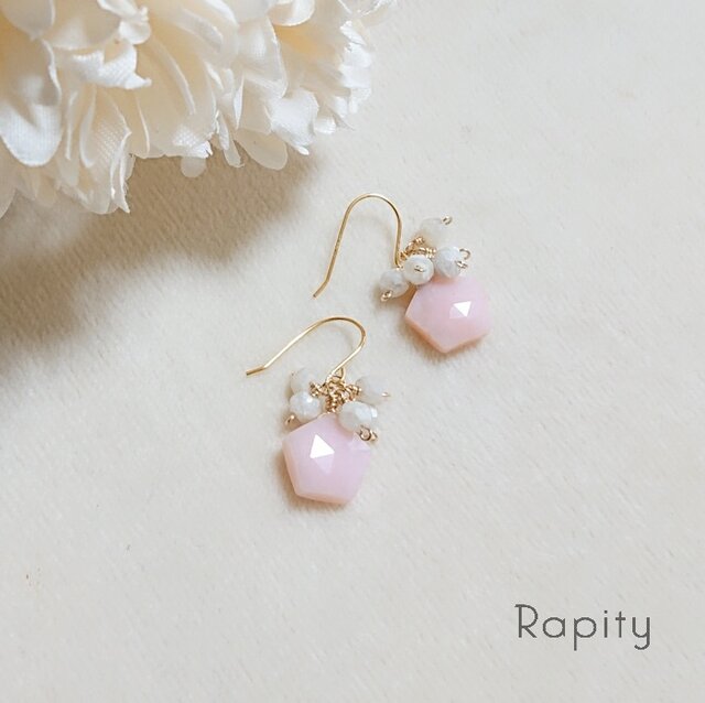 14kgf☆ピンクオパール＆シリマナイト ピアス | iichi 日々の暮らしを