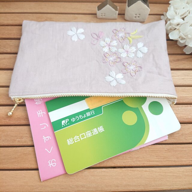 ミニポーチ 桜⑦ ハンドメイド - 財布・ケース・小物入れ