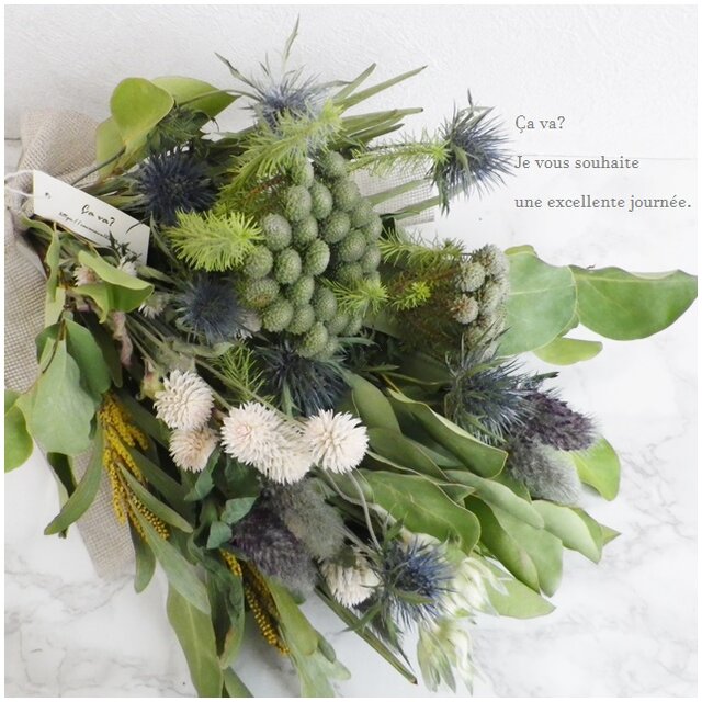 待ち遠しい春を想って‥爽やかなグリーンたっぷりのドライスワッグ♪