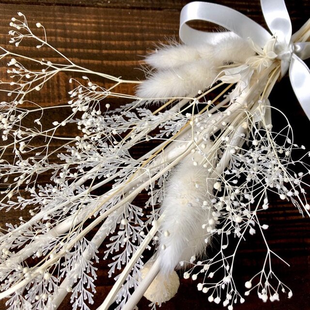 星月猫 ミツマタとレースファンのホワイト一輪挿し用スワッグ ドライフラワースワッグ 花束 Iichi ハンドメイド クラフト作品 手仕事品の通販