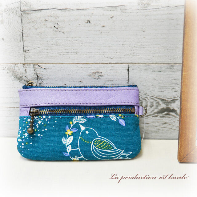 レザー：ポケット付コインケース（鳥）