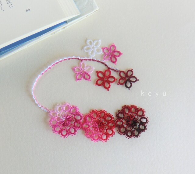 花しおり（ちょっと特別）(ワインレッド+赤+ピンク+白） | iichi 日々