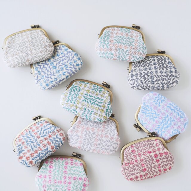 ■リバティ×ミナペルホネンの横ひねりがま口コインケース / スリーピングローズ ■ panier(msr)