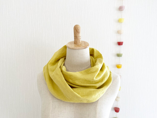 レモンイエローのスヌード 日本製ダブルガーゼ | iichi 日々の暮らしを