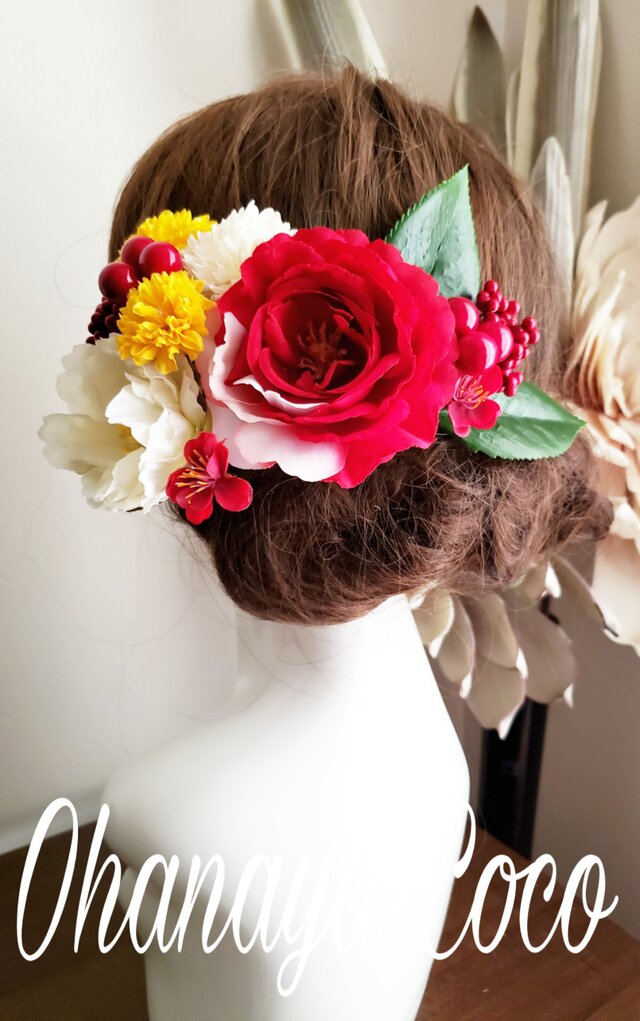 花雅 椿とピオニーの髪飾り13点Set No785