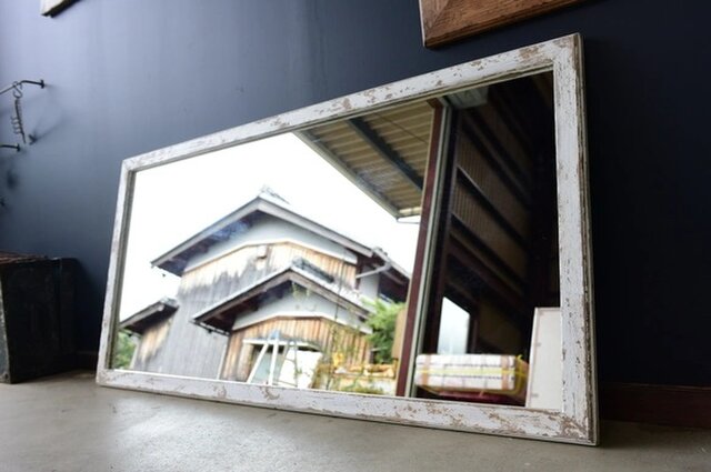 サイズオーダー できる シャビーシックミラー130cm*65cm 壁付可 洗面所