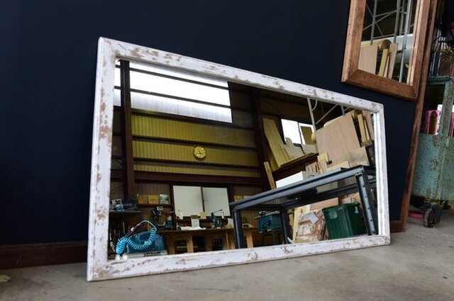 サイズオーダー できる シャビーシックミラー130cm*65cm 壁付可 洗面所