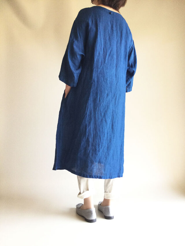 麻 ゆったりワンピース ストール付き 抗菌加工 3 48 Iichi ハンドメイド クラフト作品 手仕事品の通販