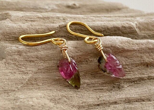 K24 Water Melon Tourmaline Pure Gold Hook◇ウォーターメロン