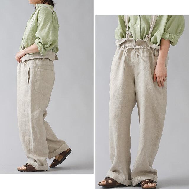 wafu】【受注製作】男女兼用 無骨なリネンサロペット