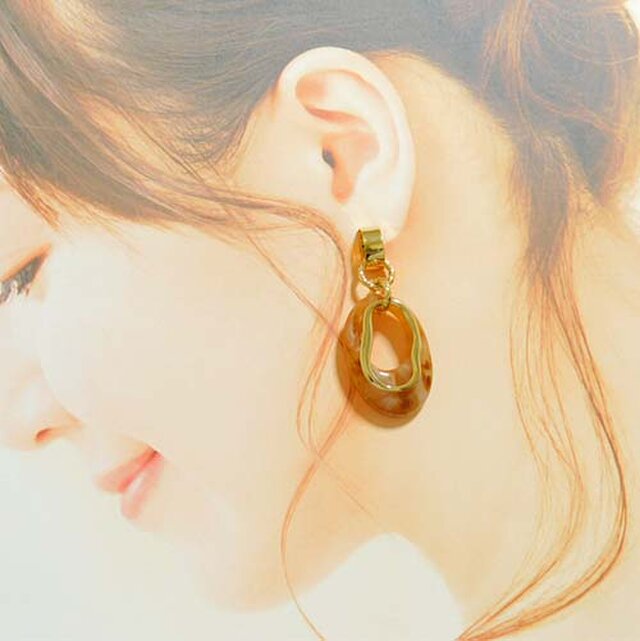 マーブル模様がかわいい金属アレルギー対応フープピアス Iichi ハンドメイド クラフト作品 手仕事品の通販