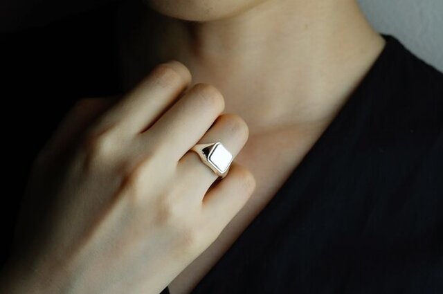 silver925〉step signet ring “Middle”2〜25号 /シグネットリング 受注 