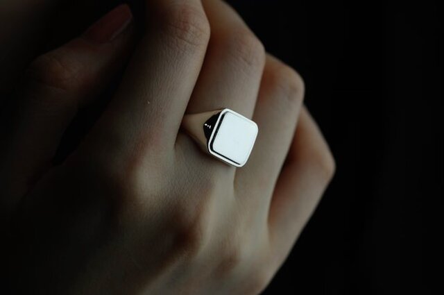 silver925〉step signet ring “Wide” 2〜25号 /シグネットリング 受注