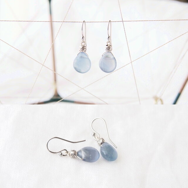 Blue Pear Shaped Pierce（フローライト×カレンシルバー） | iichi