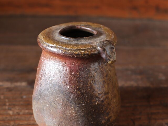 花瓶　耳付花入　備前焼 備前火襷耳付花入 藤原 啓(作) 共箱 | 古美術ささき